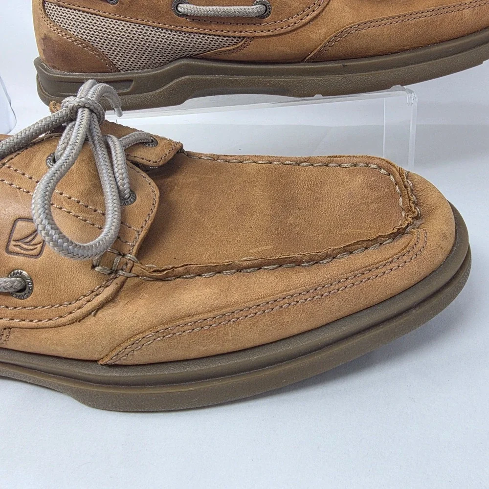Sperry Top-Sider Billfish Boat Shoes Mens 11M Tan Leather Mesh Loafers Good